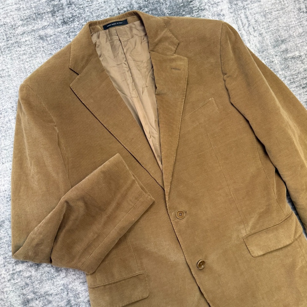 Barneys New York Corduroy Blazer Jacket Mens 42L Brown Sport Coat Academia Italy